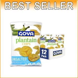 Goya Unsalted Plantain Chips - 5 oz Pack of 12 - Crunchy & Gluten-Free Snacks - Picture 1 of 6