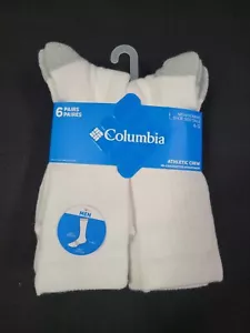 Columbia Men's Athletic Crew Socks White SZ Large 6-12 6 Pairs -Super Soft - Picture 1 of 9