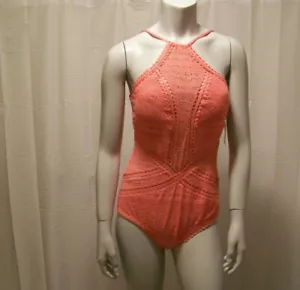 Becca Peach Crochet One Piece Swim Suit Size Large NWT - Picture 1 of 8