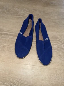 Toms Wildleder klassische Freizeit Slipper Schuhe blau Damengröße 8 einmal getragen - Bild 1 von 5