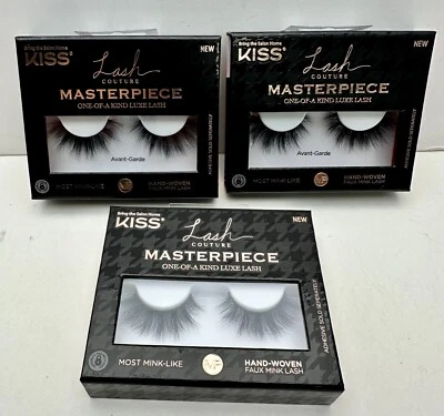 x3 Pestañas de visón sintético tejido a mano de vanguardia obra maestra de alta costura Kiss Lash MPL03 Foto 1 de 4