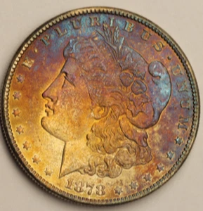 1878 S CLEAN CHEEK Morgan Silver Dollar UNC BU Toning Rainbow Choice Bu - Picture 1 of 3