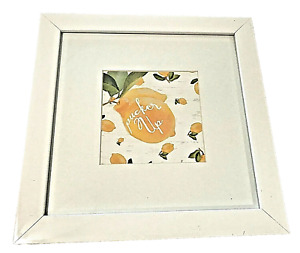 Lemons Pucker Up White Framed Glass Picture NWOT 13"x13" Cottage Farmhouse Chic