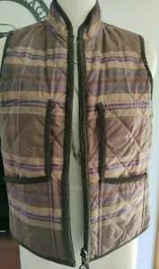 Ralph Lauren Crested Reversible Brown Plaid Vest Equestrian Quilted Cord MEDIUM - Picture 1 of 12