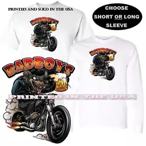 Camiseta Wolf Rocker Biker Bad Boys Tatuaje Dibujos Animados Motocicleta Arte Gráfico - Imagen 1 de 4