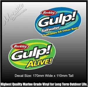 BERKLEY GULP - SALTWATER ALIVE - 170mm x 110mm X 2 - DECALS - Foto 1 di 1