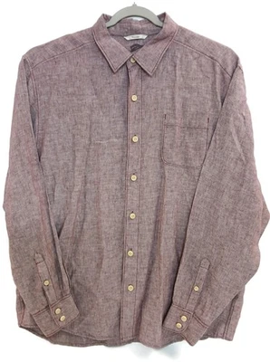 Tommy Bahama Shirt Mens XL Burgundy Linen Long Sleeve Button Front Pocket Casual - Image 1 of 4