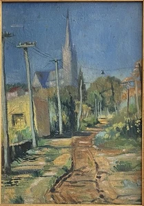 1940’s - 1950’s Ashcan School Style Impresionista Óleo sobre Periodo Tablero de Artista - Imagen 1 de 22