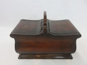 Maitland Smith Bombe Wooden Caddy Valet Box w/Handle Jewelry Casket Playing Card - Picture 1 of 8
