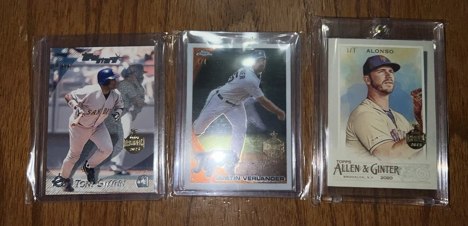 Lote de tres archivos 1/1 Topps 2025 - Justin Verlander, Tony Gwynn y Pete Alonso Foto 1 de 2