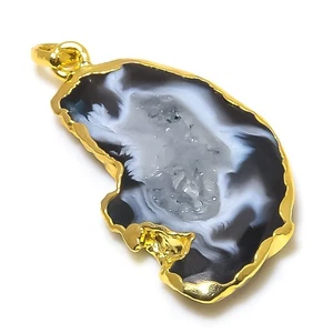 Botswana Crazy Druzy Gemstone 925 Sterling Silver Jewelry Pendant 1.46" I067 - Picture 1 of 2