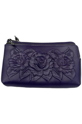 Patricia Nash Vintage Rose Tooled Leather Varone Wristlet Acai - Изображение 1 из 2