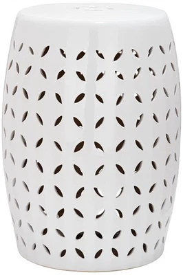 Safavieh Lattice Petal White Ceramic Garden Stool - Image 1 of 2