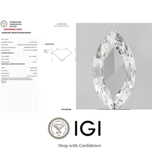 2.05 Ct Marquise Rose Cut Lab Grown CVD IGI Certified Diamond For Ring E VVS2 - Picture 1 of 8