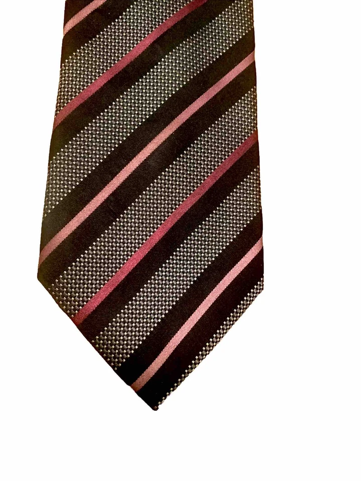 Corbata Sean John REPP CORBATA Negra Púrpura Rayas Alta 100% Seda Extra Larga Para Hombre Foto 1 de 4