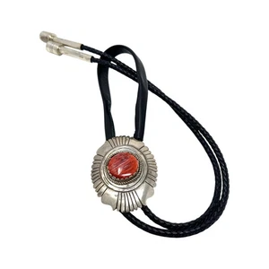 Jeffrey Nelson, Bolo Tie, Spiny Oyster Shell, Navajo, 42"" - Picture 1 of 4