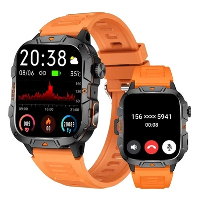 Smart Watch Men Women Sport Rugged with Flashlight 1.96" HD Screen Waterproof - Image 1 of 4