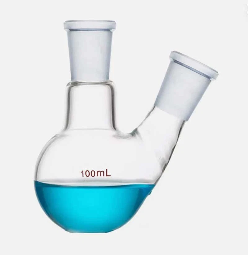 100ml 2-Neck 24/29 Flat Bottom Glass Flask Twins Necks Lab Chemistry Bottle - Image 1 of 1
