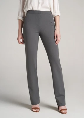NWT American Tall Slim Straight Leg Dress Pants Gray Stretch Womens Size 4 Tall - Image 1 of 4