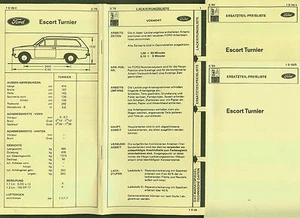 Ford Escort Tournier documentación DAT piezas de repuesto agotadas Lista de precios 1979/80 - Imagen 1 de 1