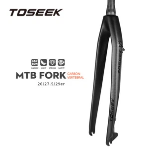 U Carbon Fiber MTB Mountain Road Bike Rigid Disc Brake Forks Tapered Fork 26-29" - Picture 1 of 15