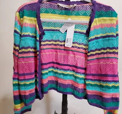 Cárdigan a rayas Soft Surroundings grande 70 % algodón 10 % seda Foto 1 de 4