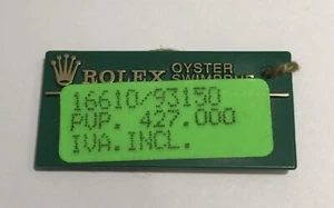 ROLEX Green Tag HANGTAG Oyster Swimpruf Steel SUBMARINER DATE 16610 / 93150 #12 - Picture 1 of 2