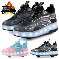 Kids Boys Girls LED Wheel Trainers Skates Shoes Flash Roller Skate Sneakers Size