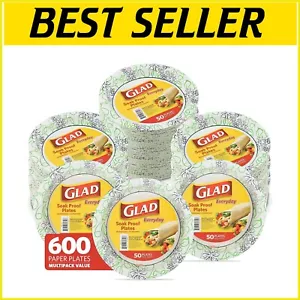 Heavy Duty 8.5-Inch Disposable Microwave Safe Floral Paper Plates - 600 Count - Picture 1 of 7