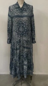 Golden Goose Dalma Blue Bandana Style Paisley Dress Button Up Shirt Dress Sz 44 - Picture 1 of 8