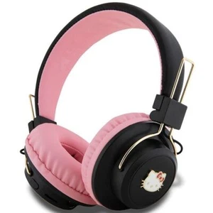 Hello Kitty Metal Logo Bluetooth Wireless Headphones Black/Pink - HKBH9KHLMP - Picture 1 of 4
