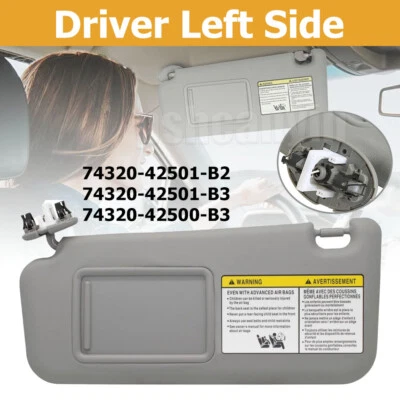 OE:74320-42501-B2 Driver Left Side Gray Sun Visor Fit For 2006-2012 Toyota RAV4 - Image 1 of 4