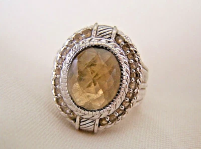 Anillo, Judith Ripka 925 SS Ovalado 925 Talla 6 BLING!! Precioso! Foto 1 de 4