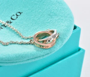 Tiffany & Co Rubedo Gold Silver 1837 Interlocking Circles 7.2" Bracelet in Pouch - Picture 1 of 9