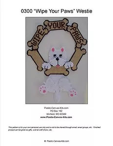 Wipe Your Paws- Westie-West Highland Terrier-Plastic Canvas Pattern or Kit - Picture 1 of 1