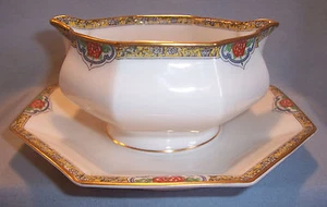 Haviland Limoges H&C LAMA Porcelain GRAVY Sauce Serving Bowl Boat + Underplate - Picture 1 of 5