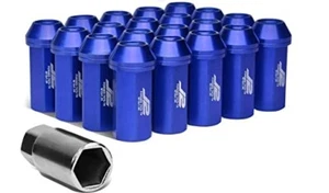 J2 Engineering 20Pcs 7075-T6 Aluminum Close-End Lug Nut w/Socket Adapter (Blue) - Picture 1 of 12