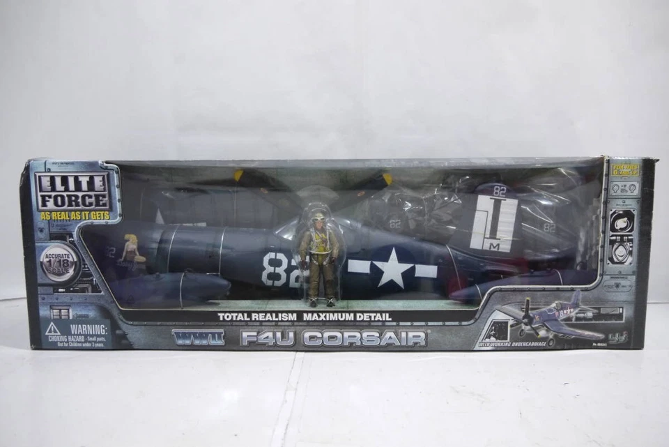 BBI DIE CAST ELITE FORCE 1/18 F4U CORSAIR USMC #82 Military Airplane & Pilot - Image 1 of 3