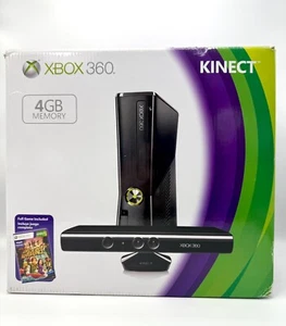 Microsoft Xbox 360 S 4GB Kinect Black Console, Controller & Cords, In Box TESTED - Picture 1 of 16