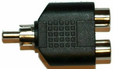 2 X RCA PHONO FEMALE SOCKET TO 1X PHONO PLUG AUDIO CABLE ADAPTER JOINER SPLITTER - Image 1 of 4