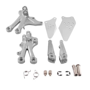 Front Foot Pegs Footrest Bracket Silver fit Kawasaki Ninja ZX10R 2004 2005 - Picture 1 of 4