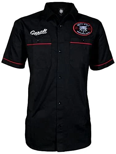 Camisa JINX The Witcher 3 serviço de remoção de monstros com botões - Imagem 1 de 1