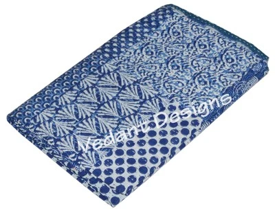 Colcha reversible india Kantha edredón Queen Patchwork ropa de cama manta Foto 1 de 4