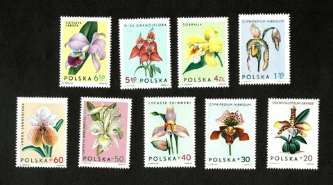 Poland 1965 - Scott# 1346-54 - Orchids, Flora, Flowers - Set of 9 Stamps - MNH Cover