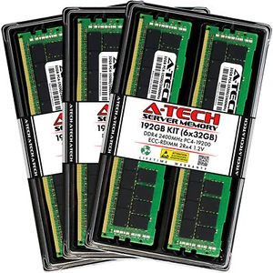 A-Tech 192GB 6x 32GB 2Rx4 PC4-19200R DDR4 2400 ECC REG RDIMM Server Memory RAM - Picture 1 of 4