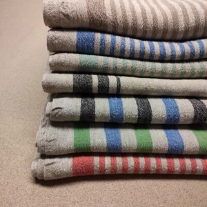100% linen fabric - heavy french belgium flax dense - striped sack weave linen - Picture 1 of 58