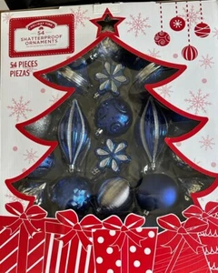 Holiday Time 54 Piece Blue Silver Hanukkah Christmas Ornaments NIB NOS Complete - Picture 1 of 5