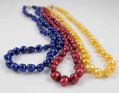 Bunte barocke Flussperlenkette mit Magnetverschluss - Bild 1 von 4