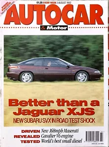 AUTOCAR MAGAZINE 05-AUG-92 - Maserati Shamal, Subaru SVX, Ferrari 348, Honda CRX - Picture 1 of 9