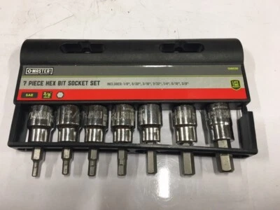 NEW MASTER MECHANIC 7pc SAE HEX BIT SOCKET SET  3/8" DRIVE  # 128520 - Image 1 of 4